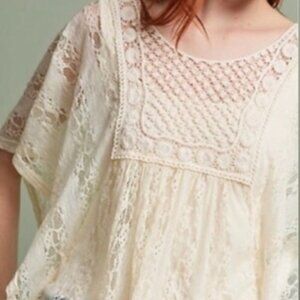 American Rag Ivory Lace Open Back Poncho-style Top